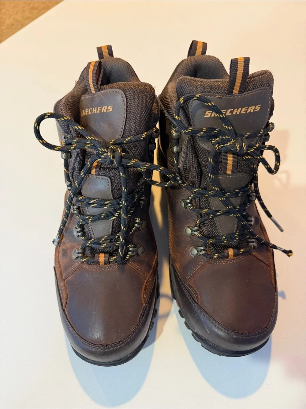 Skechers Brown Waterproof Hiking Boots with Orange Accents Men’s 8